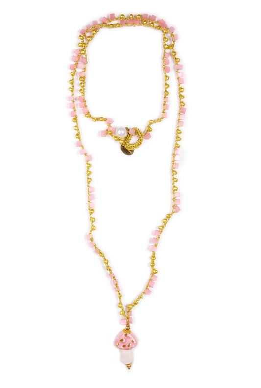 Funghi Pink Ceramic Long Necklace