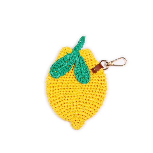 Lemon raffia purse