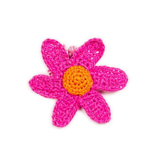 Pink Flower raffia scrunchie