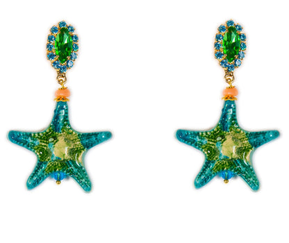 Starfish long ceramic earrings