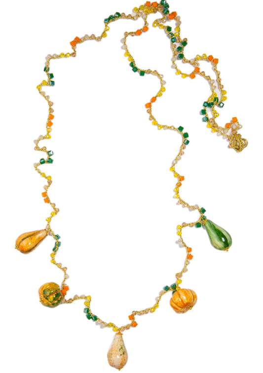 Fall for fall long ceramic necklace