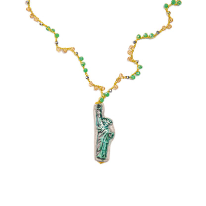 Statue Liberty Ceramic Long Necklace