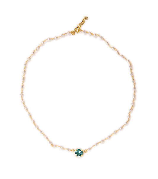 Short Pietra Blu Pearl Necklace