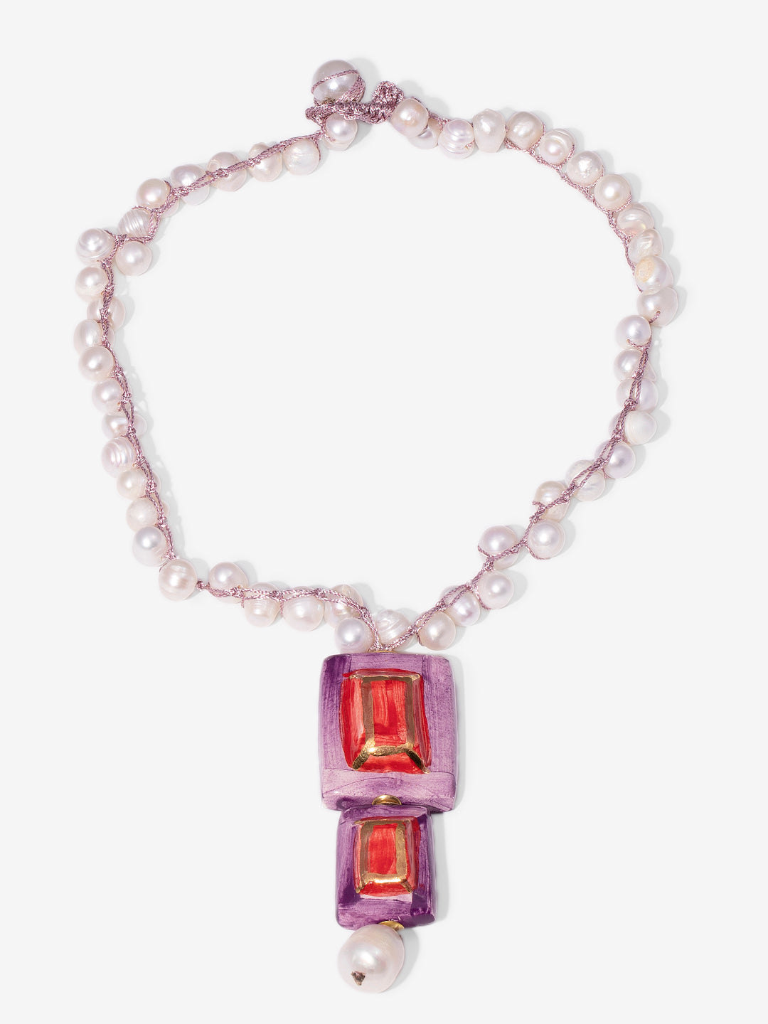 GEMA BOREAL, COLLAR CON GEMAS DE CERÁMICA EN ROJO Y LILA