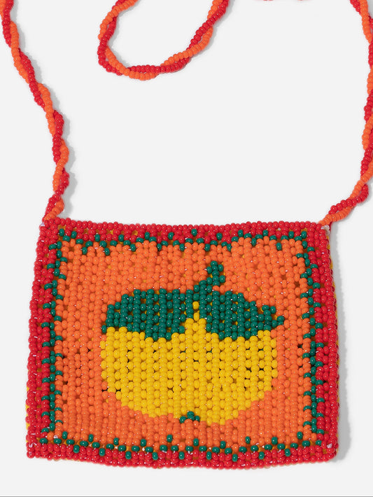 POCKET LIMÓN, POCKET CUADRADO DE CUENTAS DE CHICRA CON DIBUJO DE LIMÓN