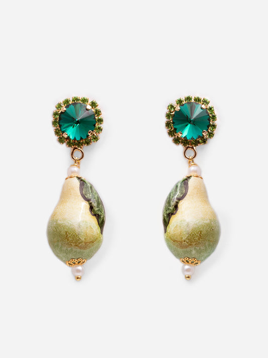 MINI PERA, CERAMIC PEAR-SHAPED EARRINGS
