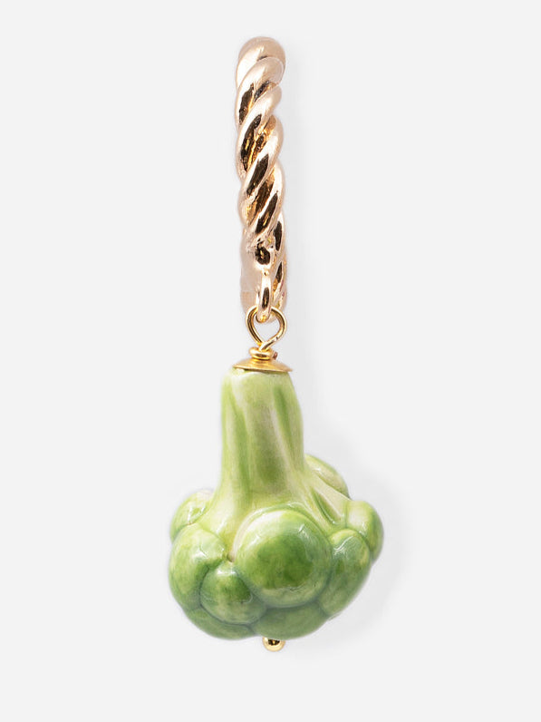 BROCCOLINI, EARRINGS WITH CERAMIC PIECE IN THE SHAPE OF BROCCOLI AND ARTICHOKE