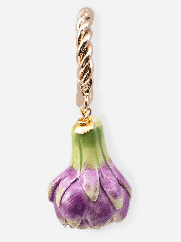 BROCCOLINI, EARRINGS WITH CERAMIC PIECE IN THE SHAPE OF BROCCOLI AND ARTICHOKE