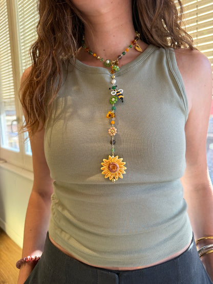 Medium Sunflower Ceramic Necklace