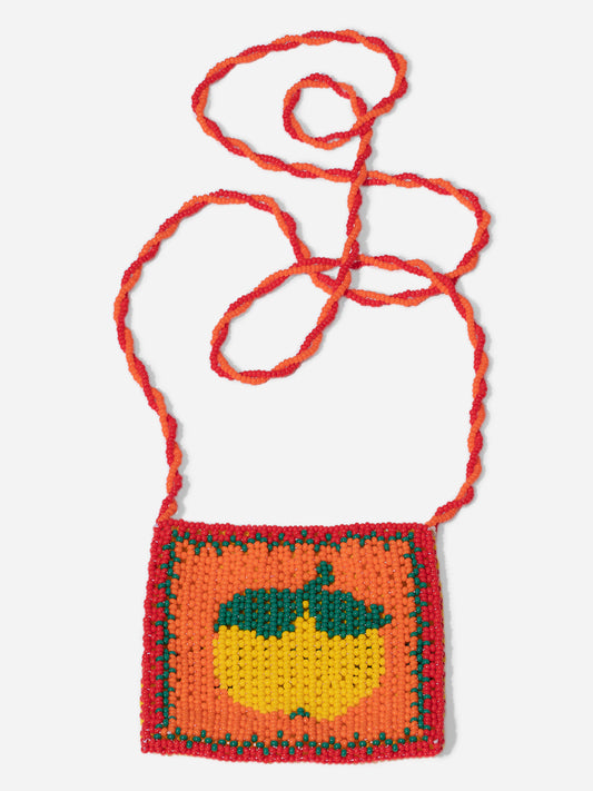 POCKET LIMÓN, POCKET CUADRADO DE CUENTAS DE CHICRA CON DIBUJO DE LIMÓN